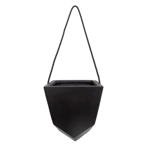 Black geometrical hanging pot 8 x 8 x 10''