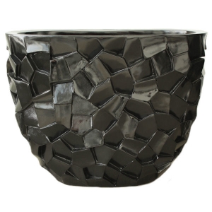 Black fiberglass decorative planter 19''