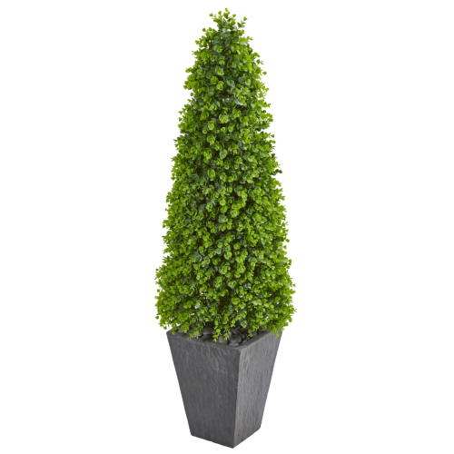 5 ft Exterior Replica Eucalyptus Topiary in Slate Planter