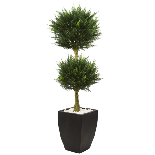 Cypress Topiary With Black Planter UV Resistant