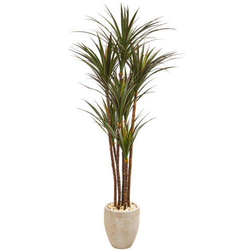 Replica Yucca Tree in White Planter