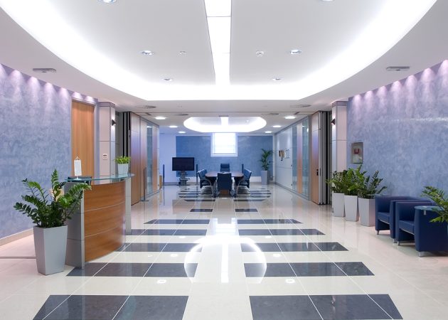 hallway with a view to a board room